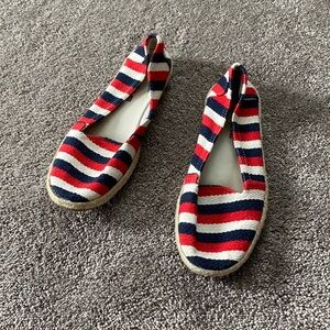 American Eagle Women’s Espadrille Flats SIZE 9.5 Red White Blue Striped Shoes